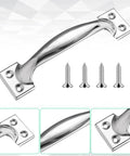 Built Tough 5.9 Inch Gate Door Handle Set 4 Pack Stainless Steel Gate Handles For Wooden Fences, Gates, Screens And Sheds Outdoor Weather Resistant Easy Install No Hassle Assembly showing single handle with screws