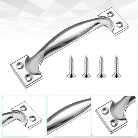 Built Tough 5.9 Inch Gate Door Handle Set 4 Pack Stainless Steel Gate Handles For Wooden Fences, Gates, Screens And Sheds Outdoor Weather Resistant Easy Install No Hassle Assembly showing single handle with screws