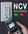 Smart Auto Range Digital Multimeter 4000 Counts For Home DIY Projects No-Brainer For Measuring AC And DC Voltage Resistance And Continuity Non Contact Voltage Tester Easy Auto Mode Handy Green in use with wall socket
