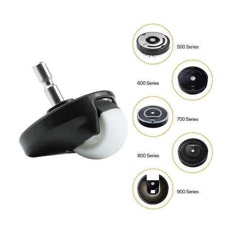 Side view of Roomba front wheel; omni-directional wheel, black housing with white wheel, 2 pcs, fits 500–900 Series