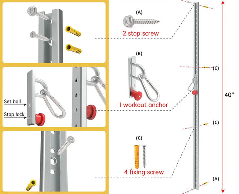 Detailed assembly diagram of Bombproof Resistance Band Wall Anchor With Automatic Locking Function And Stainless Steel Construction.