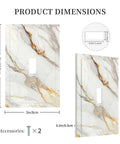 One Gang Light Switch Cover Plate White Gold Marble Wall Faceplate With Painted Screws Decorative Toggle Plate dimensions 5x3 inches.