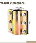 DN50 Heavy Duty Steel Tube Repair Clamp 2.4 To 2.5 Inch Leak Sealer For Plumbing Pipes Galvanized Clamp With Six Bolts