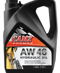 Bottle of Promax AW 46 Hydraulic Oil With Anti Wear Additives And Anti Foam Rust And Oxidation Inhibitors For Heavy Equipment 1 Gallon