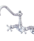 Vintage Vibe 6 Inch Center Wall Mount Kitchen Faucet With Adjustable Centers From Three To Eight Inches, Solid Brass And Zinc Alloy
