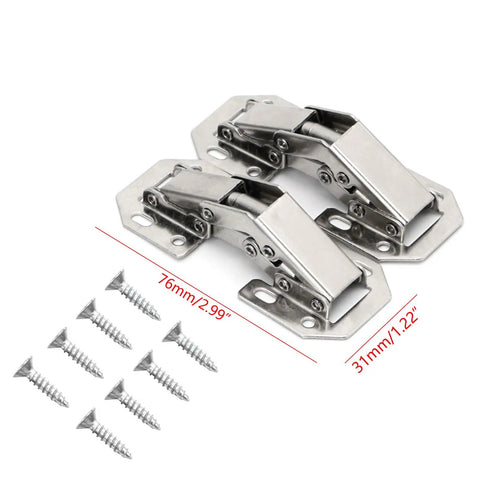 Two Pack Concealed Kitchen Cabinet Door Hinges Easy Mount 90 Degree Sprung Hinges for Overlay and Inset Doors with screws