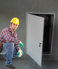 Built Tough Aluminum Access Door For HVAC Ducts And Drywall Inspection Hatch with clean lines and a secure latch in a wall.