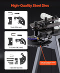 Beast Electric Tube Bender For Home Garage 750W Pipe Bending Machine with 6L Hydraulic Cylinder and 3 dies for various pipe sizes.