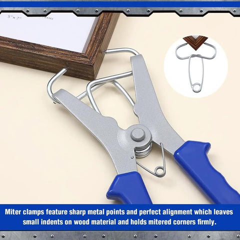 Premium Miter Spring Clamps Kit With Heavy Duty Spring Loaded Pliers For Easy One Hand Woodworking Frame Building Trim Moldings And Wood Projects, metal