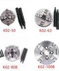 Heavy Duty 50mm K02-50 Self Centering Lathe Chuck With Four Jaws For Mini Wood Lathe Manual M14 Thread Installation Hardened Steel Jaw set.