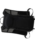 Hands Free Hydration Backpack With 2L Water Bladder, ultralight nylon, black, top view showing mesh details and straps.