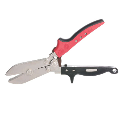 C5R 5-Blade Crimping Tool For Round Duct And Stove Pipe, ergonomic Redline handles, side view