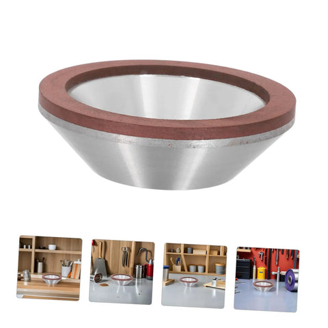 Diamond Concave Cup Grinding Wheel for Sharp Metal And Carbide Tasks Super Versatile Silvertone with a flat base for grinding precision.