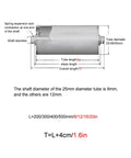 Stainless Steel Conveyor Rollers 9 Pack Unpowered Replacement Heavy Duty Sliders DIY And Shop Floor Ready 1 Inch 1.5 Inch 2 Inch Diameters Low Noise And Smooth Reliable Operation For Industrial Conveyor Systems. Diagram of roller shaft and tube dimensions, 25mm tube