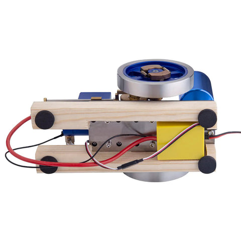 Water Cooled Hit And Miss Engine Model For Teens 14 Plus A Vintage Style Science Kit With Base Fuel Tank Piping And Hands On Activation For Realistic STEM Learning, wooden base view