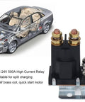 Badass 24V 500A High Current Relay Double Battery Isolator Brass Coil Auto Start Contactor For ATV Forklift Off Road Starting Systems with visible wiring.