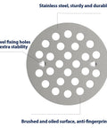 Top Shelf 4.25 Inch Round Shower Drain Cover forged from heavy duty 304 stainless steel with dowel fixing holes.