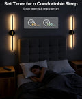 Rechargeable Battery Operated Wall Sconces Set Of 2 With Remote, 360 Degree Rotatable, 3000K Dimmable Magnetic Mount Wall Lights over bed.