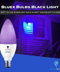 6 Pack LED Black Light Bulbs 6W E12 Candle Socket Neon Glow 385-400 Nanometer Range for outdoor neon lighting effect
