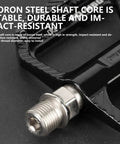 Nine Sixteenth Inch MTB Bike Pedals With Sealed Bearings, Aluminum Alloy Flat Pedals close-up of pedal shaft and anti-slip surface