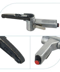 Heavy Lifting Pneumatic Air Belt Sander And Grinder With 10X330MM Platform showing the sanding surface and air connector.