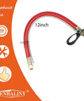 12 inch red oil drain hose with steel fitting, part of the 10mm Oil Drain Hose Replacement for GX110 GX120 GX160 GX200 Engines.