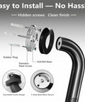 Rock Solid 16 Inch Wall Mount Handrail Matte Black Steel Pipe Grab Bar assembly parts with hidden screws and secure base design.