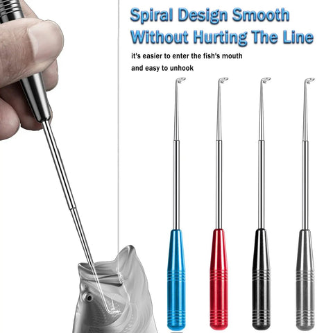Fish Hook Remover Tool With Four Storage Tubes, Quick Hook Extraction Device stainless steel, non slip handle, colored grips
