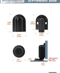 Matte Black Magnetic Door Stopper Holds Interior Doors Firmly Open Heavy Duty Floor Mounted Catch with size details and measurements.