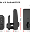 Dimensions of Keyless Entry Door Lock Electronic Keypad Deadbolt With Auto Lock One Touch Locking 50 Custom User Codes shown