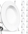 12 Pack 5/6 Inch LED Recessed Downlights With Baffle Trim, Dimmable, 12.5W Equal 100W, 4000K Cool White, About 950 Lumens, Damp Rated