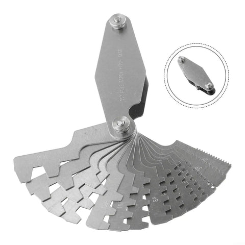 30 Degree Thread Gauge With Folding Blades 14 Piece Pitch Gauge Measures Metric Thread Pitch From 2P To 20P Stainless Steel
