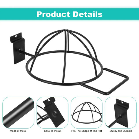 6 Pack Slat Wall Hat Display Racks for Vendors and Retail Stores Go-To Pro Grade Heavy Duty Slat Wall Hat Racks for Baseball Caps