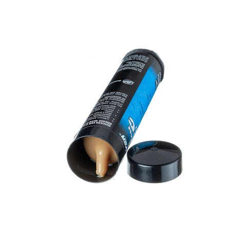Quicksilver marine grease cartridge, 3 oz, PTFE, side view with cap removed.