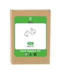 Product packaging for Two Pack Quick Release Pins Three Eighths Inch Diameter By One And A Half Inch Length, front view.