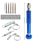Five In One Pocket Precision Screwdriver Set For Glasses And Electronics With Swivel Head And Non Slip Grip, Mini Keychain Carry