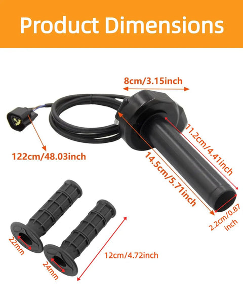 Full Twist Throttle Upgrade For Surron Electric Dirt Bike Waterproof E Bike Throttle Grips Kit with dimensions