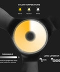 Modern Indoor Outdoor Smart Ceiling Fan 56 Inch Black With Remote, color temperature options and dimmable LED features