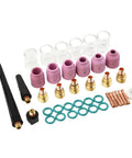 Ultimate 40-Piece TIG Welding Torch Collet And Gas Lens Kit With Heat-Resistant Ceramic Cups For WP9/20/25 Models parts arrangement