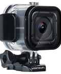 Waterproof Dive Housing For GoPro Hero 5 4 And Session With Bracket Accessories Ultra Clear Optical Glass Lens Delivers 98 Percent Light Transmission Depth Rating To 60m Salt Water Ready Underwater Case For Action Cameras shown from front right angle