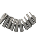 10 chrome bits from 34-Piece Socket Set With Male Female And E-Security Bits Chrome Vanadium Steel Drive Tool Kit For T10 To T60