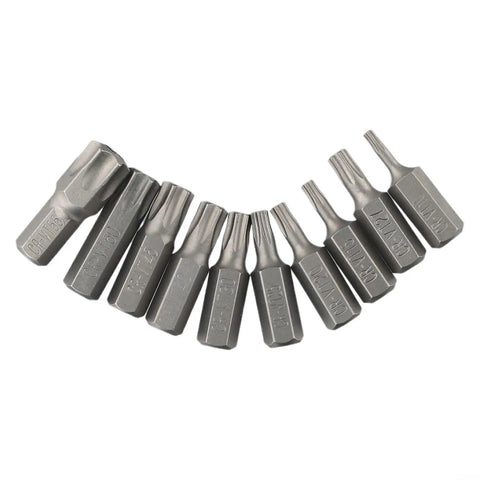 Set of E security bits from 34 Piece Socket Set With Chrome Vanadium Star Sockets And E Security Bits For Auto Repair