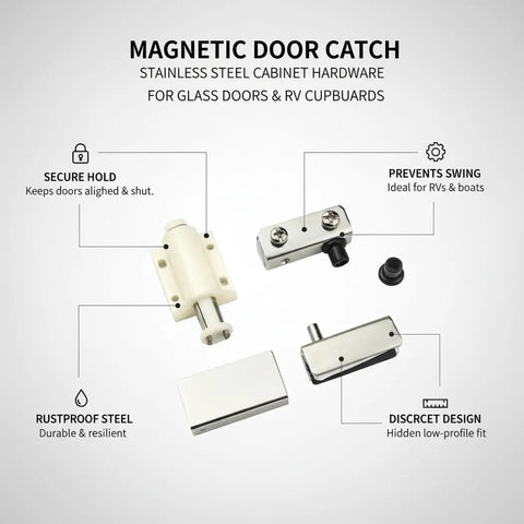 Stainless Steel Magnetic Cabinet Catch For Glass Doors And RVs Keeps Cabinets Closed On Bumpy Rides With Invisible Latch Hardware