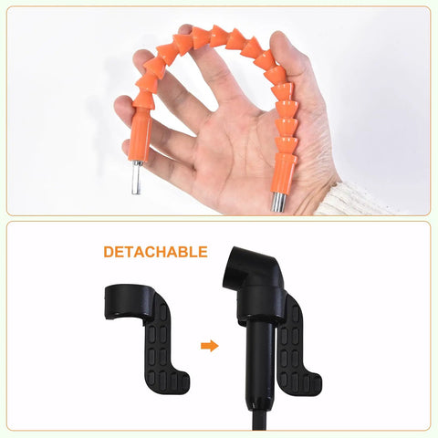 Flexible Drill Bit Extension Kit 17 Piece Set with 360 Degree Rotatable Socket Adapters shown with detachable parts.