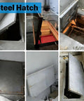Slick Invisible Basement Entry Door And Built Tough Crawl Space Access Panel Large Recessed Cellar Hatch showing steel hatch opening.