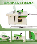 Heavy Duty 1380W Lapidary Saw Kit With Water-Cooled Table showcasing bench polisher details and adjustable cutting angle features