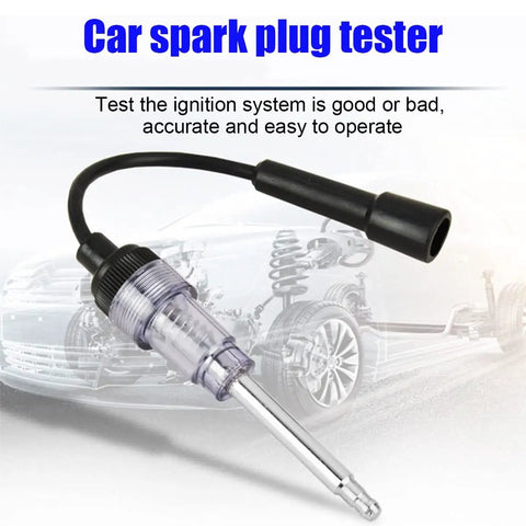 Straight-Boot Inline Spark Plug Tester For Cars, Trucks, Motorcycles And Outdoor Power Equipment - Gearhead Ready All-In-One Diagnostic Tool For Lawn Mowers, Chainsaws, Snow Blowers, Generators And More, clear plastic and black cable