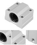 Close-up view of a 4 Piece Aluminum Linear Motion Ball Bearing Slide Block for CNC with sealed areas and mounting holes.