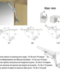 Diagram of 4 Pack Upgraded Cabinet Door Lift Stays For Soft Close Hinges DIY Friendly, Supports Up To 20Kg with angles and dimensions.