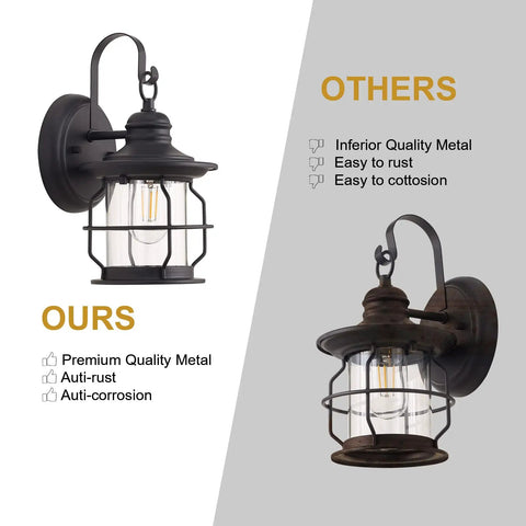 Comparison of 2 Pack Outdoor Wall Sconce Lanterns With E26 Base Socket Waterproof Black Exterior Lights Clear Glass Shade and others